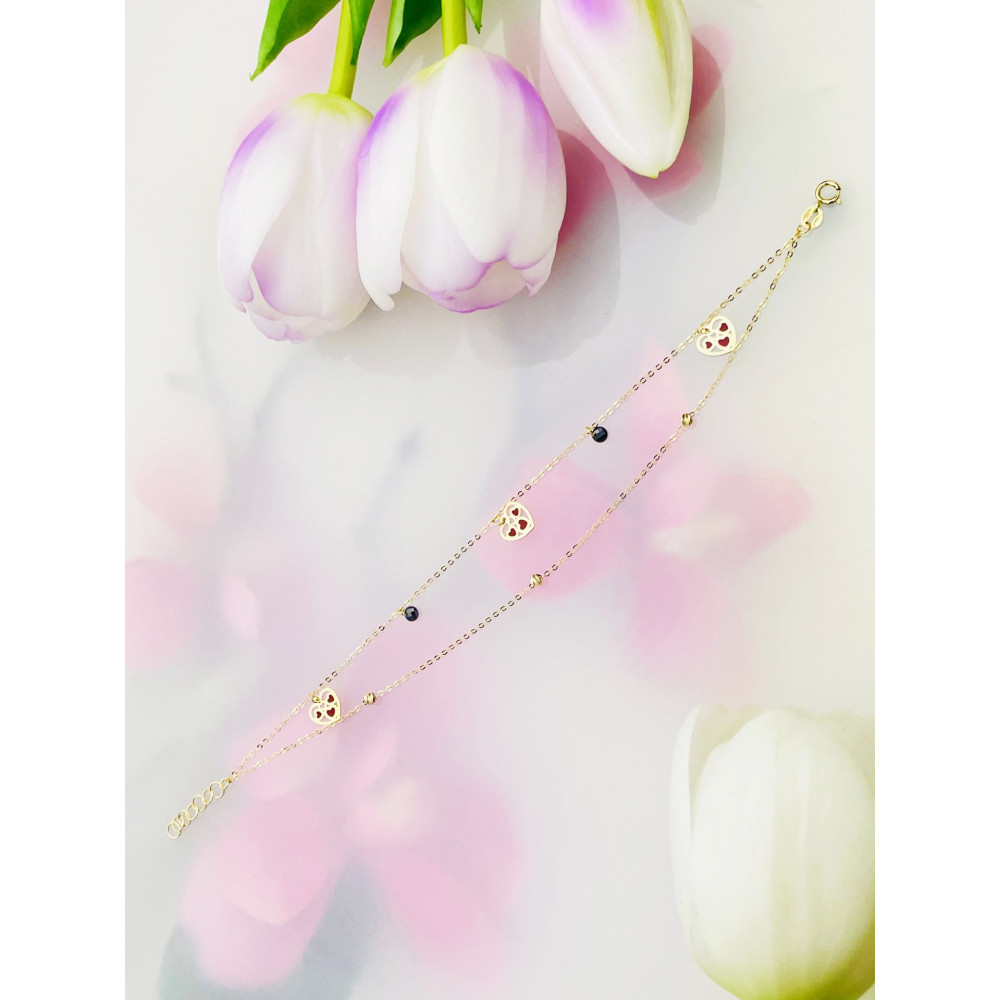 copy of Złota bransoletka z zawieszkami serce