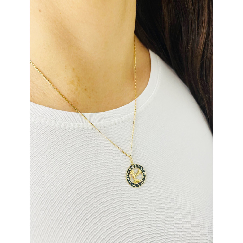 Złoty wisiorek zawieszka z emalią znak zodiaku panna