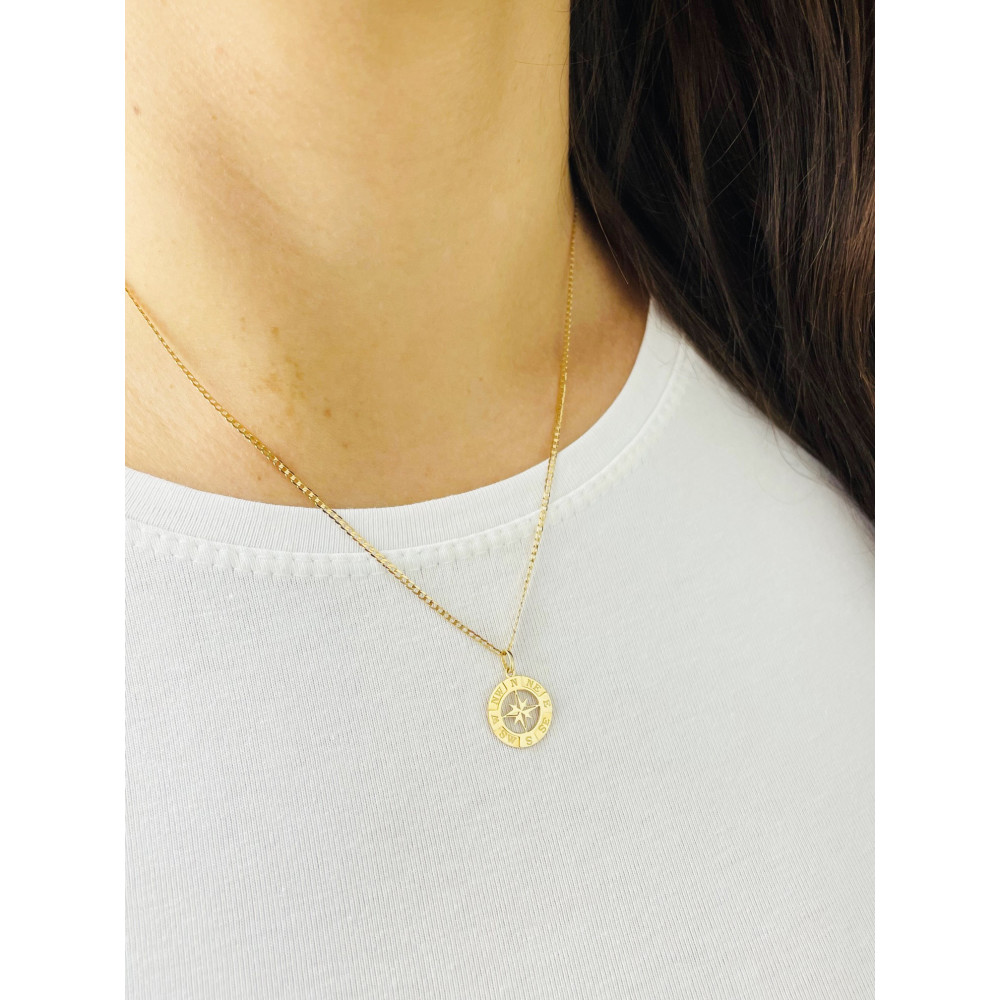 Złoty wisiorek zawieszka róża wiatrów