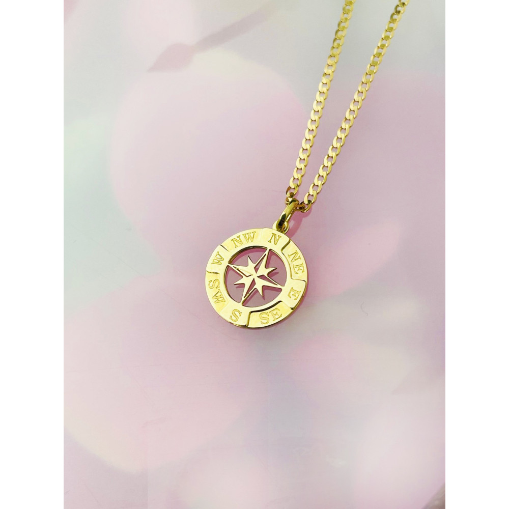 Złoty wisiorek zawieszka róża wiatrów