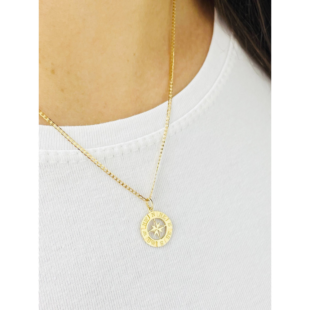 Złoty wisiorek zawieszka róża wiatrów