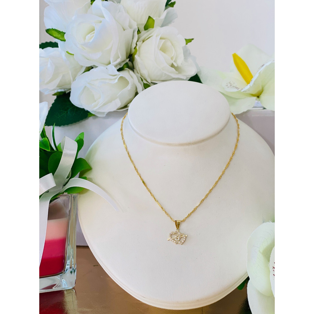 Złoty wisiorek zawieszka serca przebite strzałą