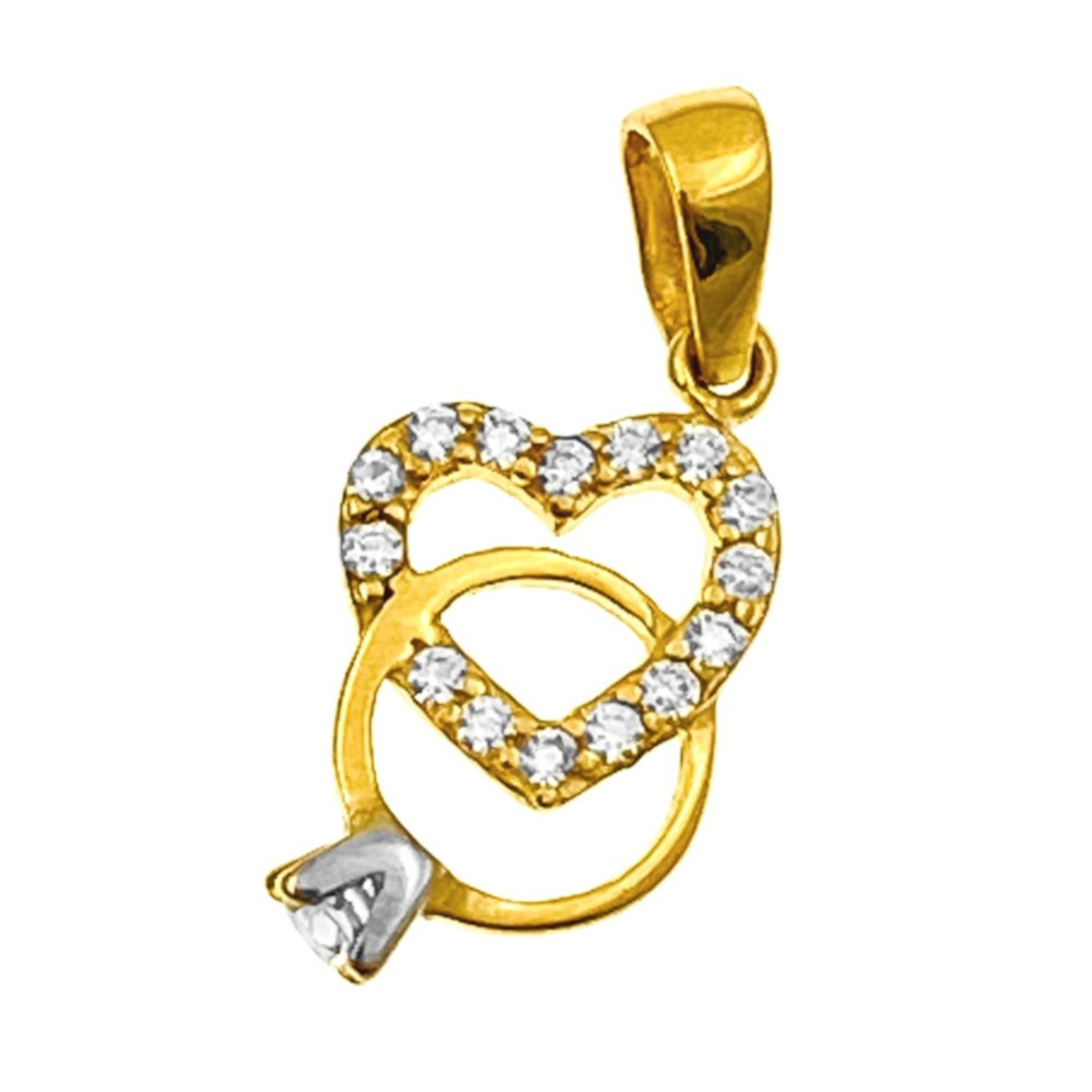 Złoty wisiorek zawieszka serce z pierścionkiem