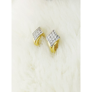 Karo Gold Ohrringe Mit Zirkonia Ohrhänger Ohrstecker Ohrschmuck Paar 14KT Gelbgold