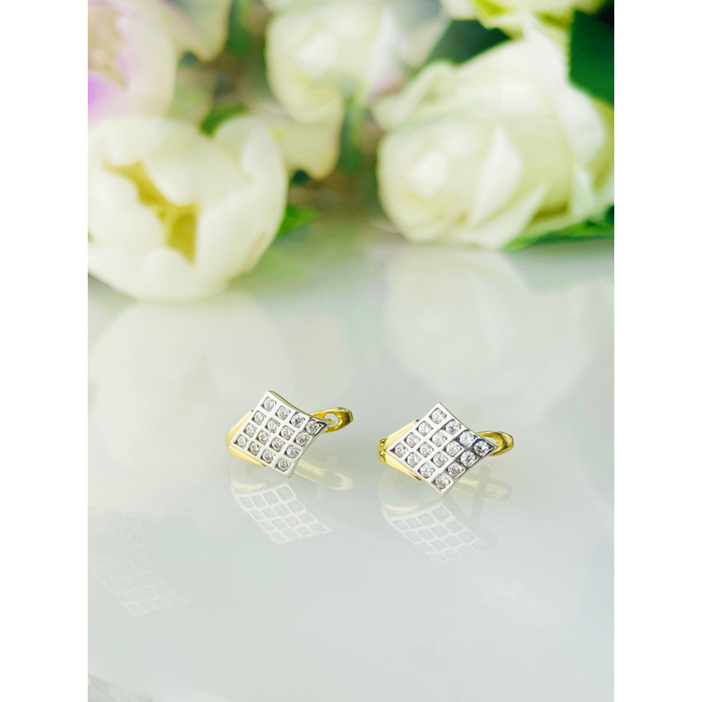 copy of Złote kolczyki kuleczki z cyrkoniami dwukolorowe