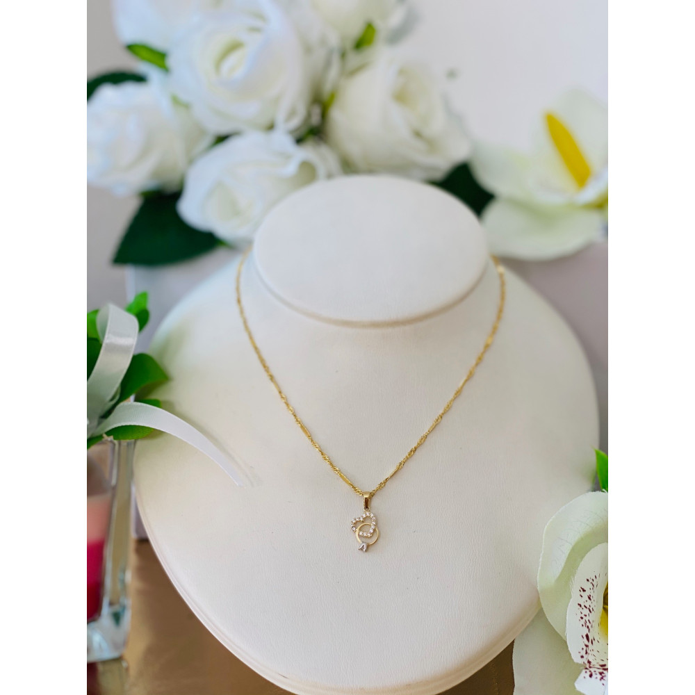 Złoty wisiorek zawieszka serce z pierścionkiem