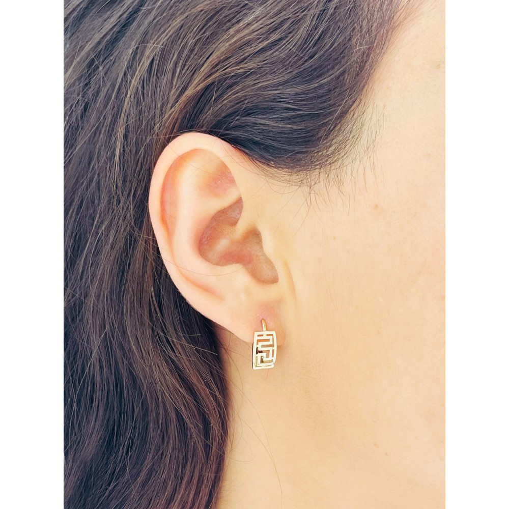 Złote kolczyki wzór grecki