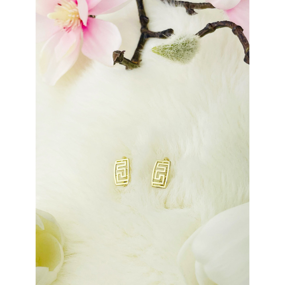 Złote kolczyki wzór grecki