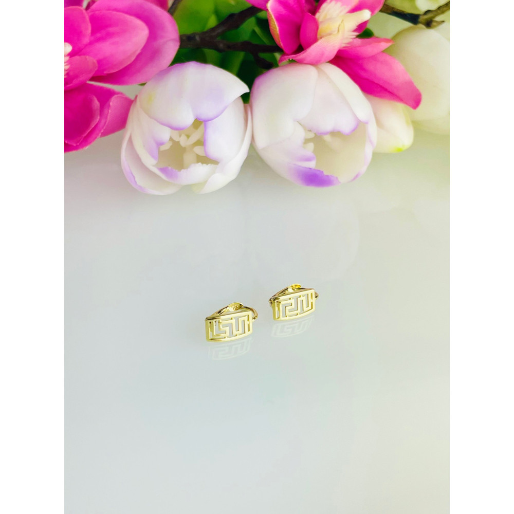 Złote kolczyki wzór grecki