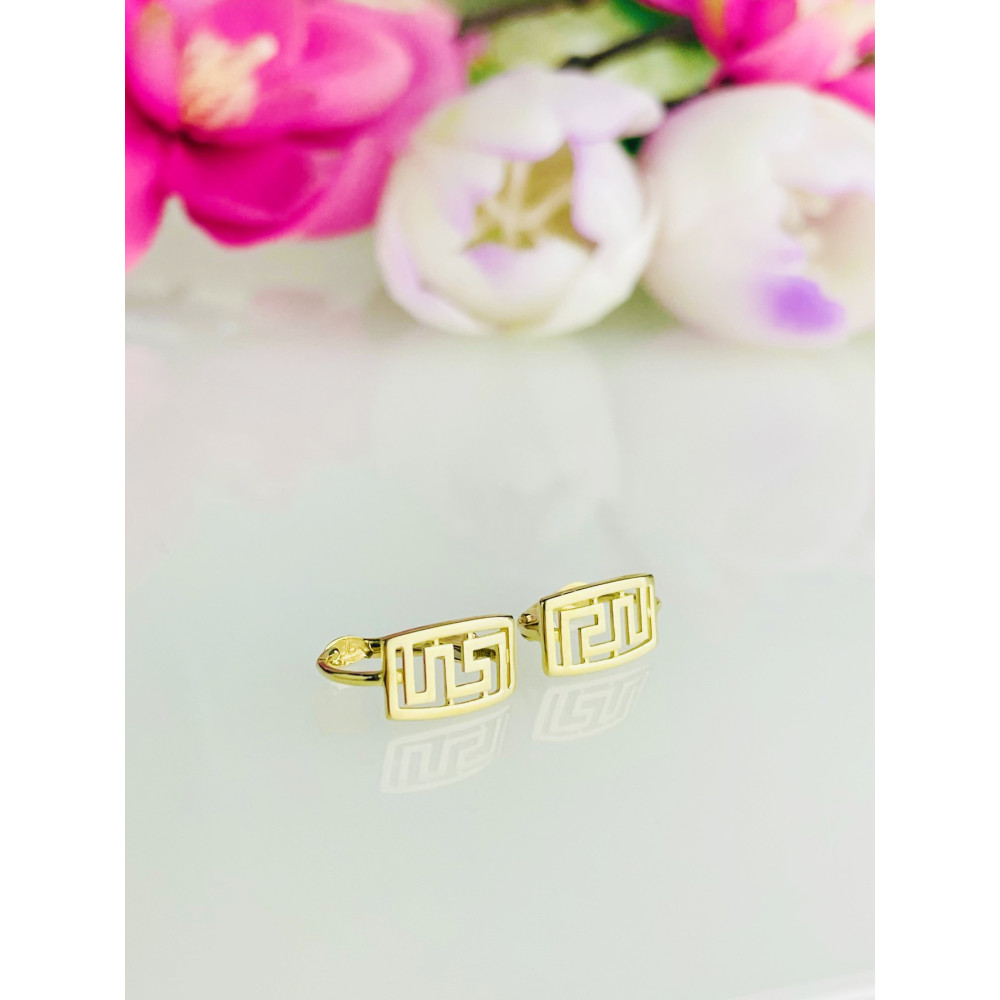 griechisches Muster Ohrringe Ohrhänger Ohrstecker Ohrschmuck 585er 14KT Gelbgold