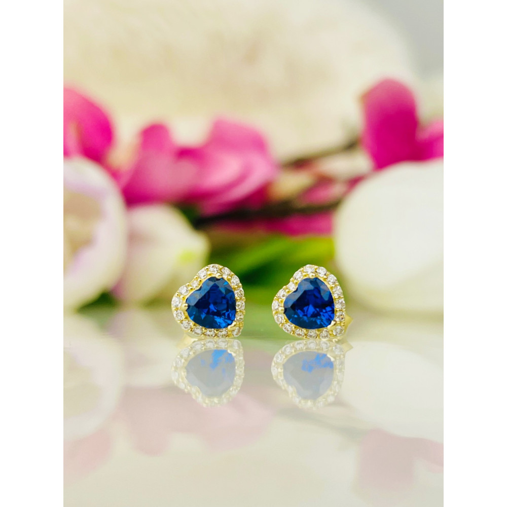 Herz Ohrringe mit Zirkonia Ohrhänger Ohrstecker Ohrschmuck 585er 14KT Gelbgold