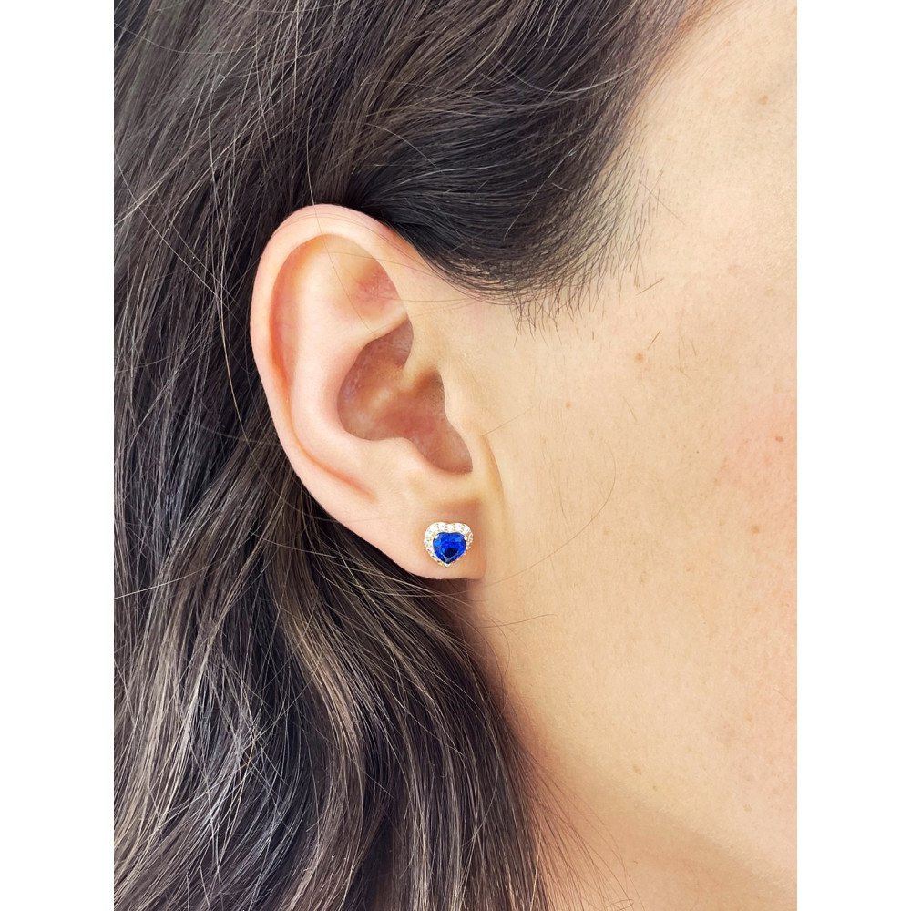 Herz Ohrringe mit Zirkonia Ohrhänger Ohrstecker Ohrschmuck 585er 14KT Gelbgold