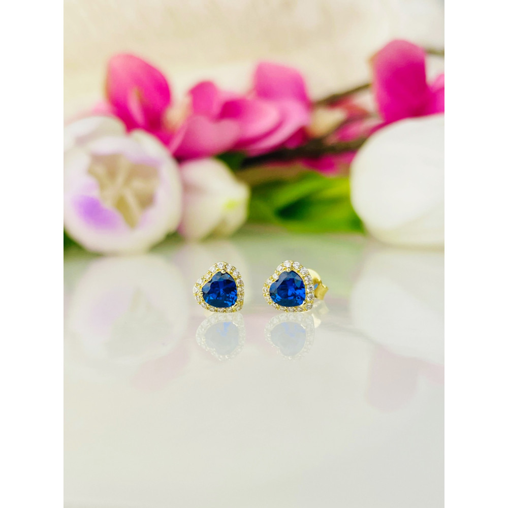 Herz Ohrringe mit Zirkonia Ohrhänger Ohrstecker Ohrschmuck 585er 14KT Gelbgold