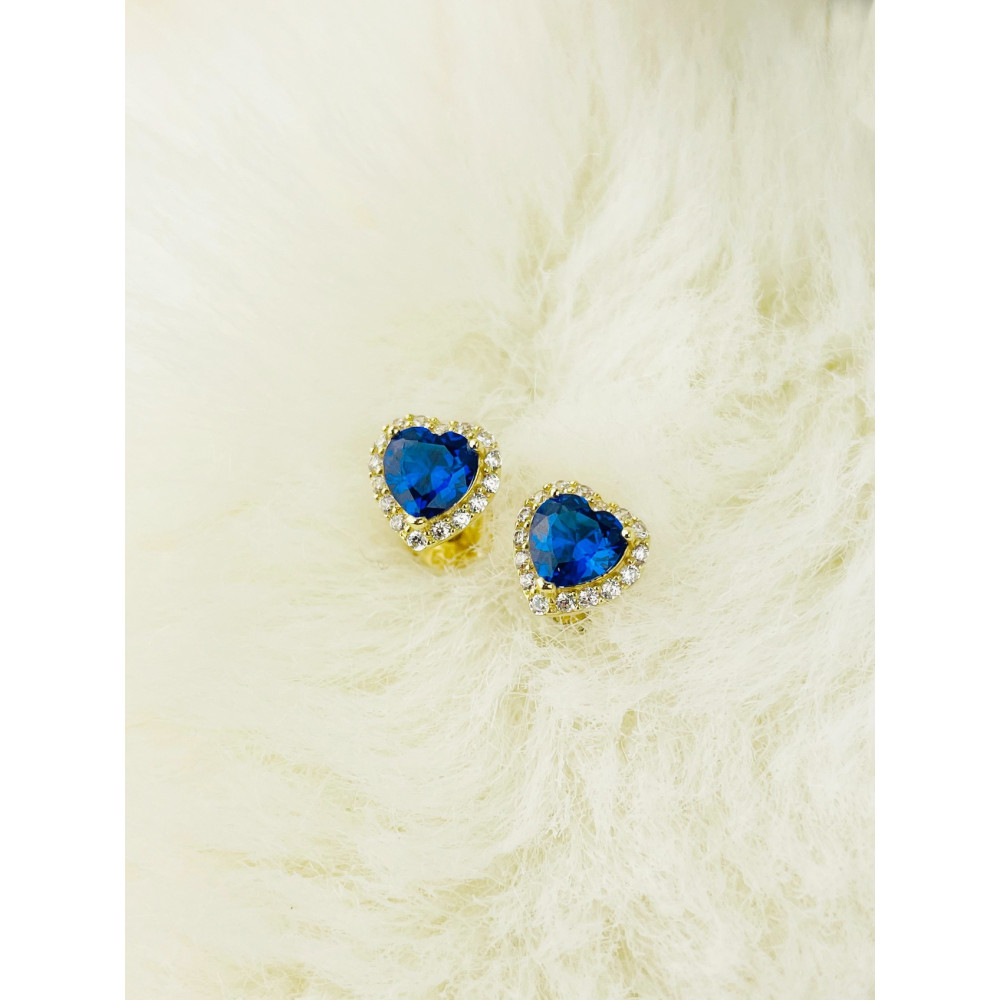 Herz Ohrringe mit Zirkonia Ohrhänger Ohrstecker Ohrschmuck 585er 14KT Gelbgold