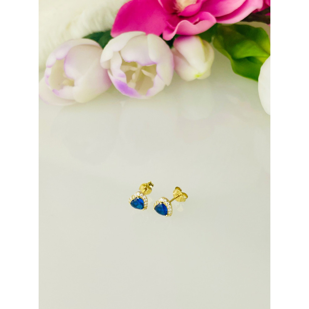 Herz Ohrringe mit Zirkonia Ohrhänger Ohrstecker Ohrschmuck 585er 14KT Gelbgold