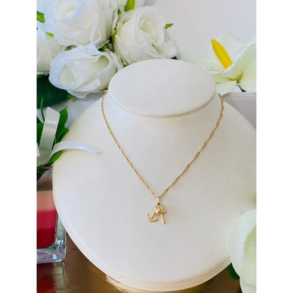 Anhänger Gelbgold Glaube Liebe Hoffnung Herz Kreuz Anker