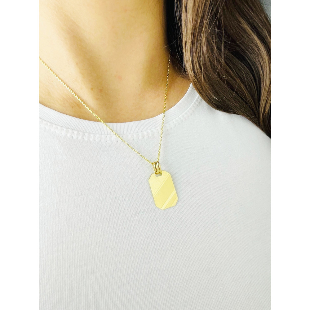 Anhänger Gravurplatte Gravur Platte Kettenanhänger Gelbgold Goldanhänger 585er 14KT