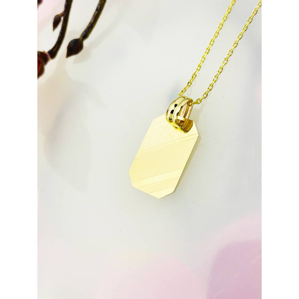 Anhänger Gravurplatte Gravur Platte Kettenanhänger Gelbgold Goldanhänger 585er 14KT