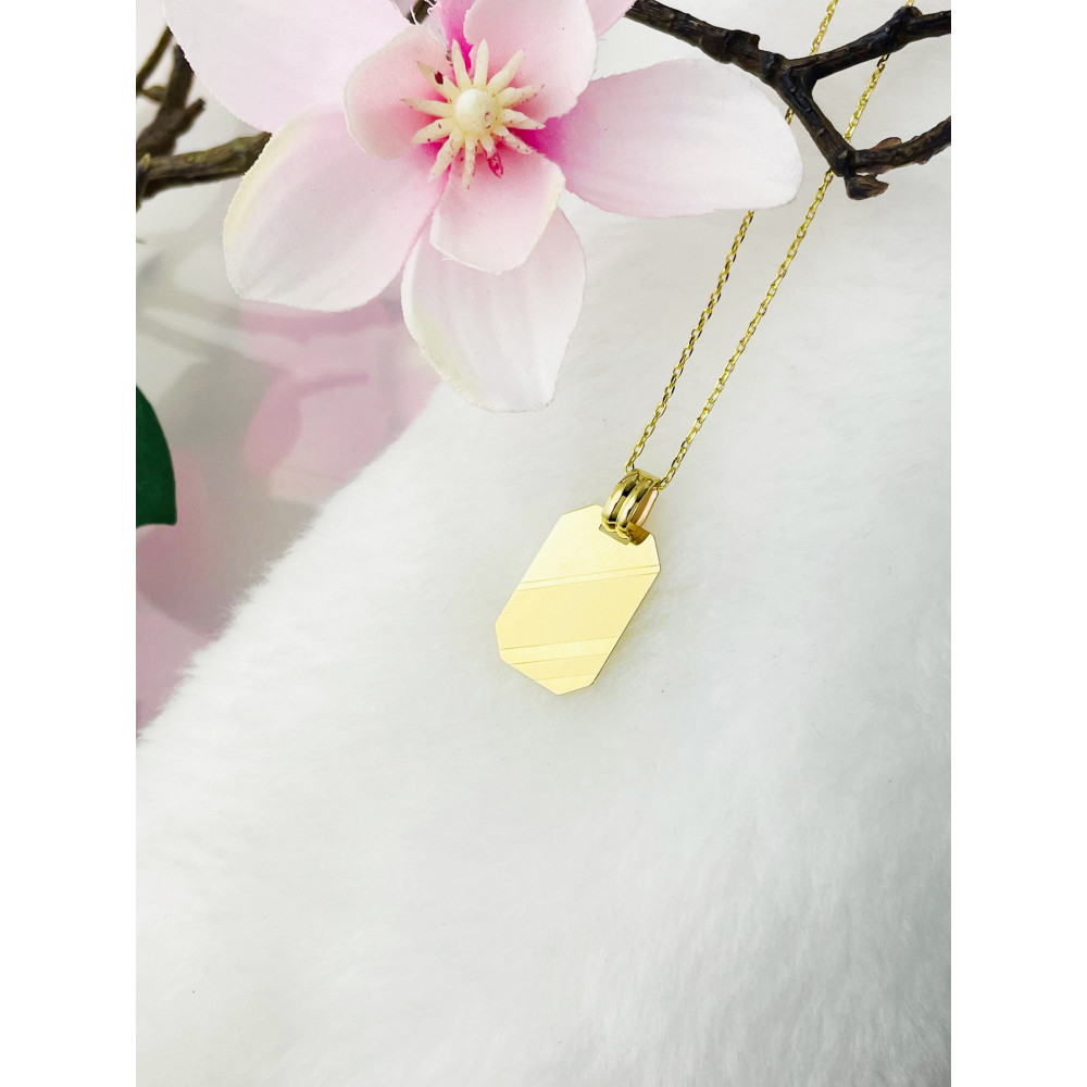 Anhänger Gravurplatte Gravur Platte Kettenanhänger Gelbgold Goldanhänger 585er 14KT