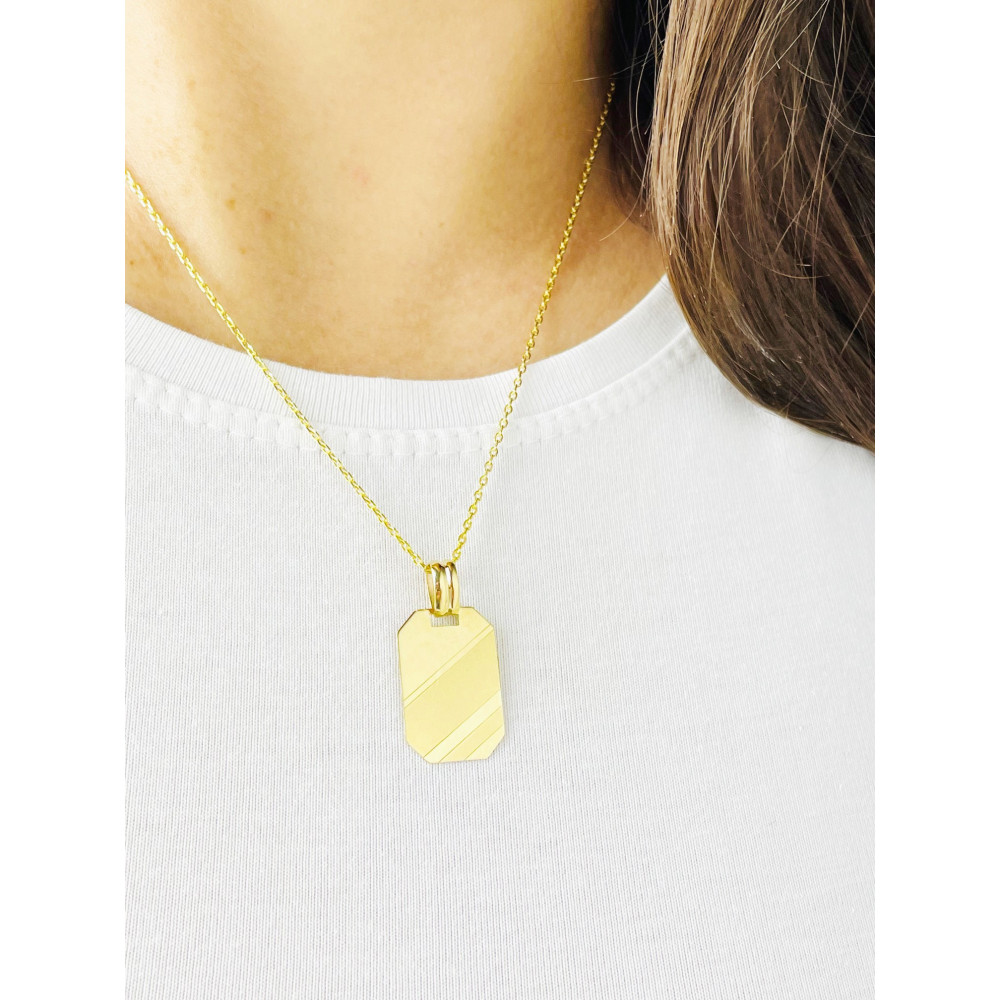 Anhänger Gravurplatte Gravur Platte Kettenanhänger Gelbgold Goldanhänger 585er 14KT