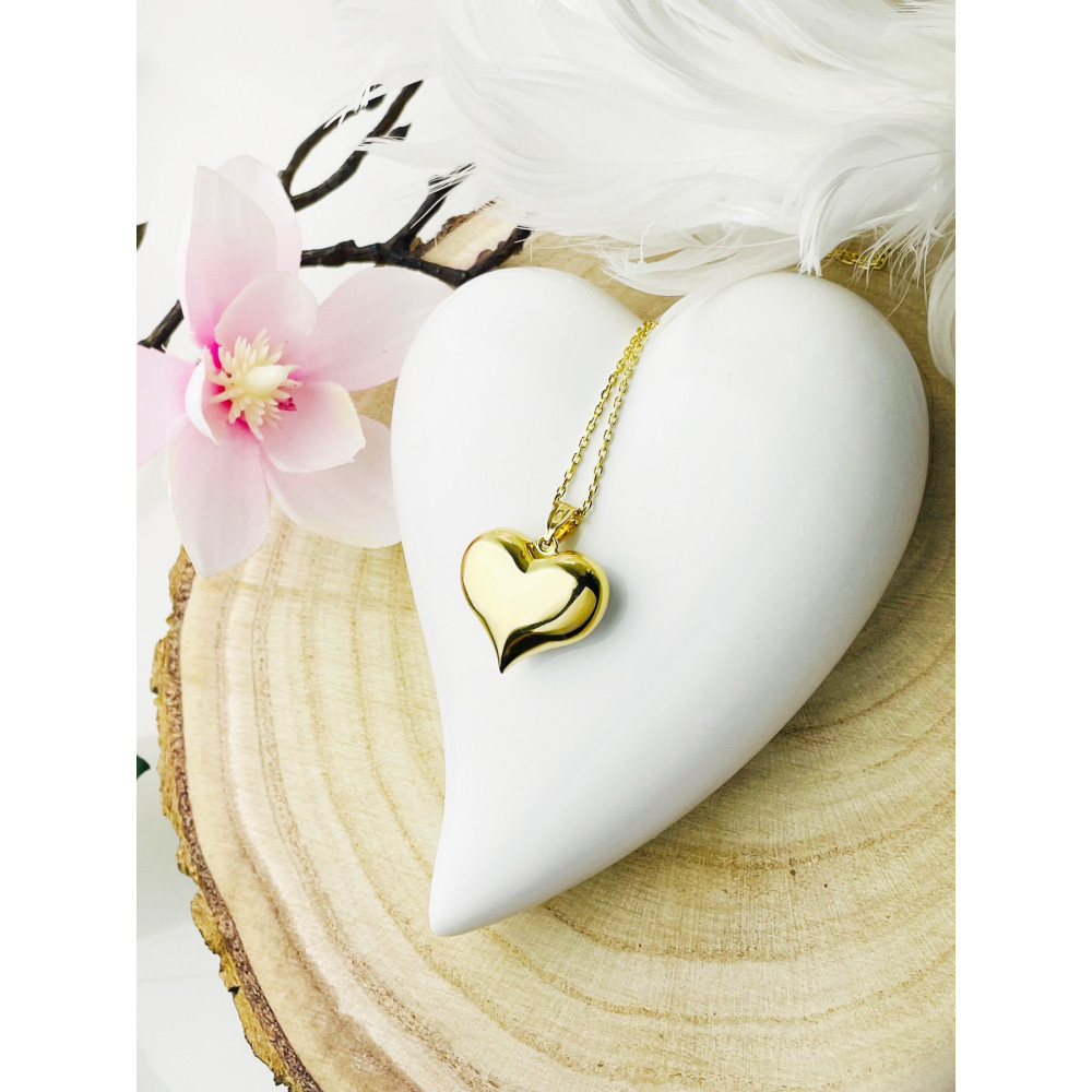 Złoty wisiorek zawieszka serce frezowane figurka bikolor