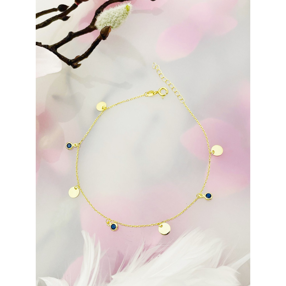 Kreis 925 Silber vergoldet Bein Armband mit Zirkonia