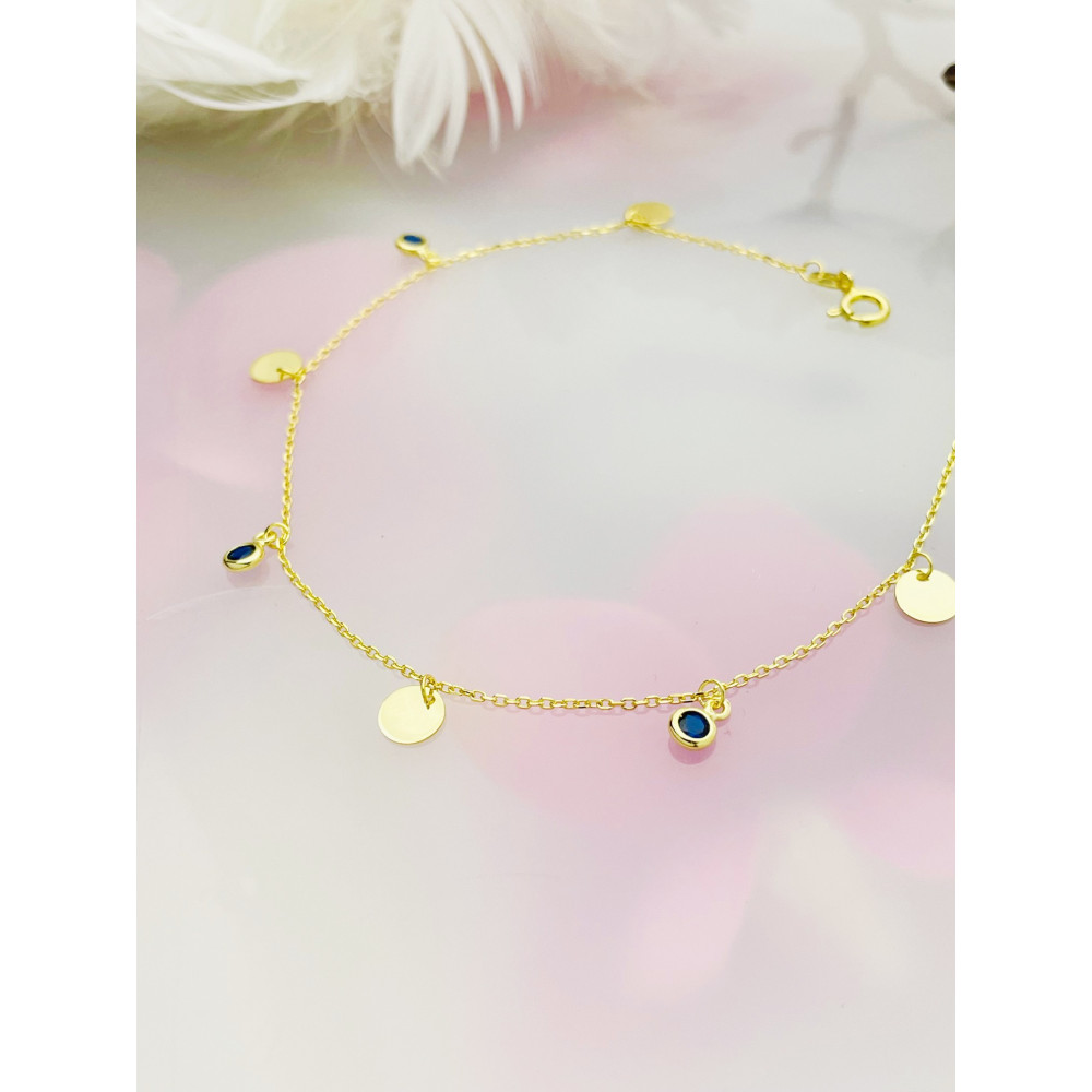 Kreis 925 Silber vergoldet Bein Armband mit Zirkonia