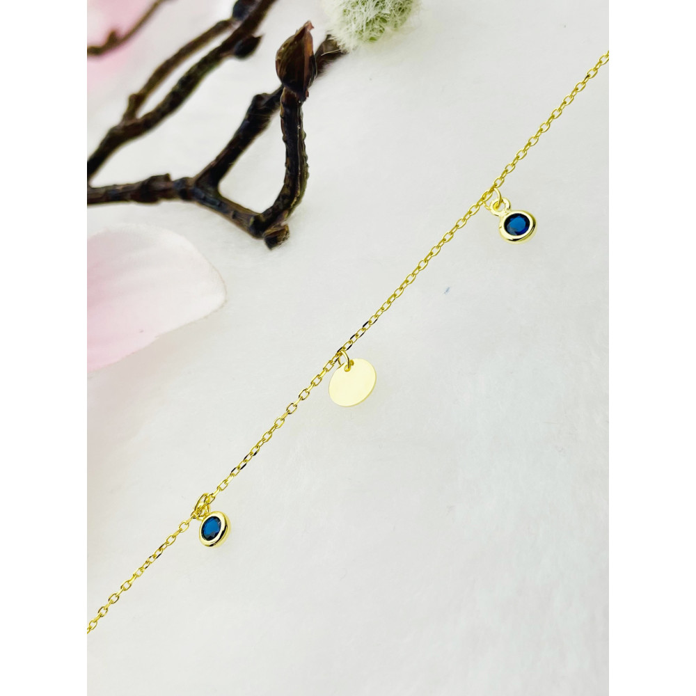 Kreis 925 Silber vergoldet Bein Armband mit Zirkonia