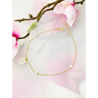 Blume 925 Silber vergoldet Bein Armband