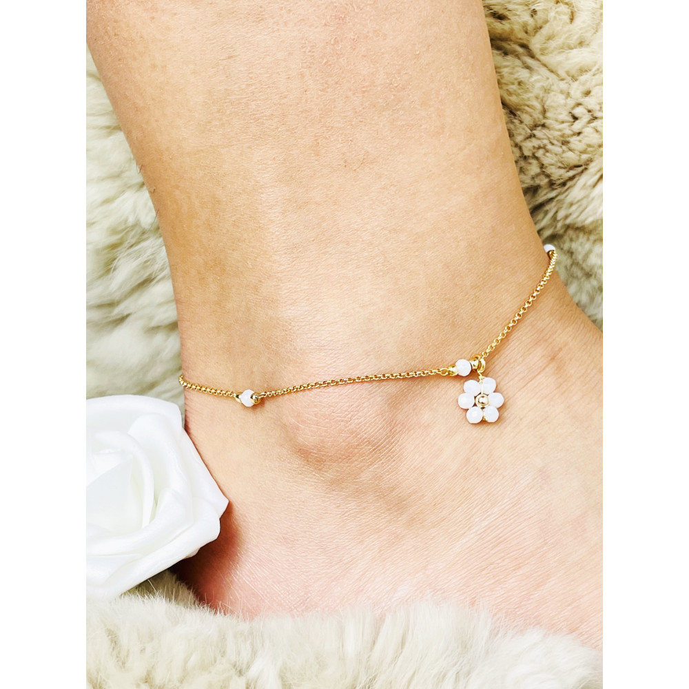 Blume 925 Silber vergoldet Bein Armband