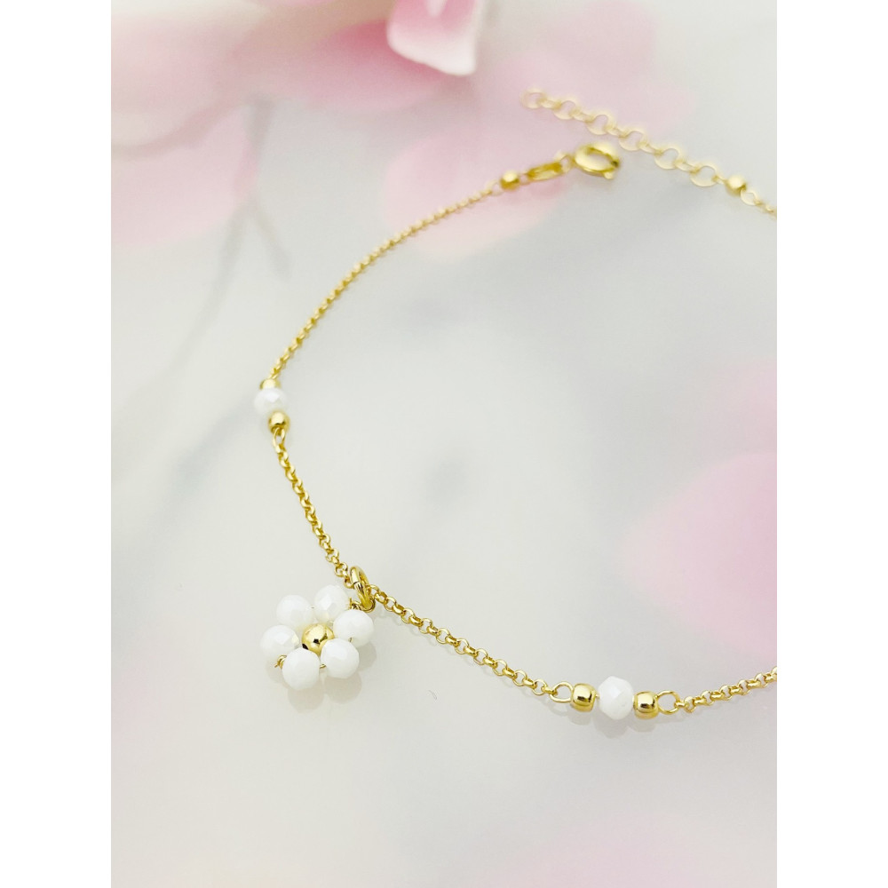 Blume 925 Silber vergoldet Bein Armband