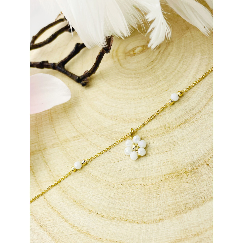 Blume 925 Silber vergoldet Bein Armband