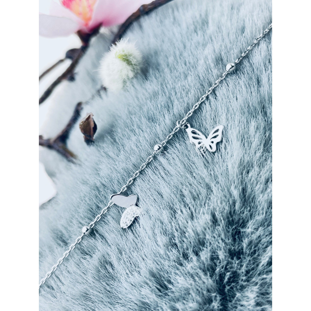 Schmetterling 925 Silber Bein Armband mit Zirkonia