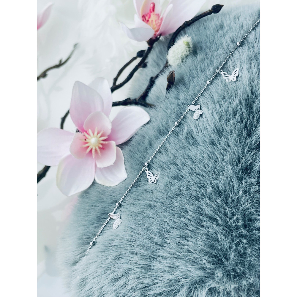 Schmetterling 925 Silber Bein Armband mit Zirkonia