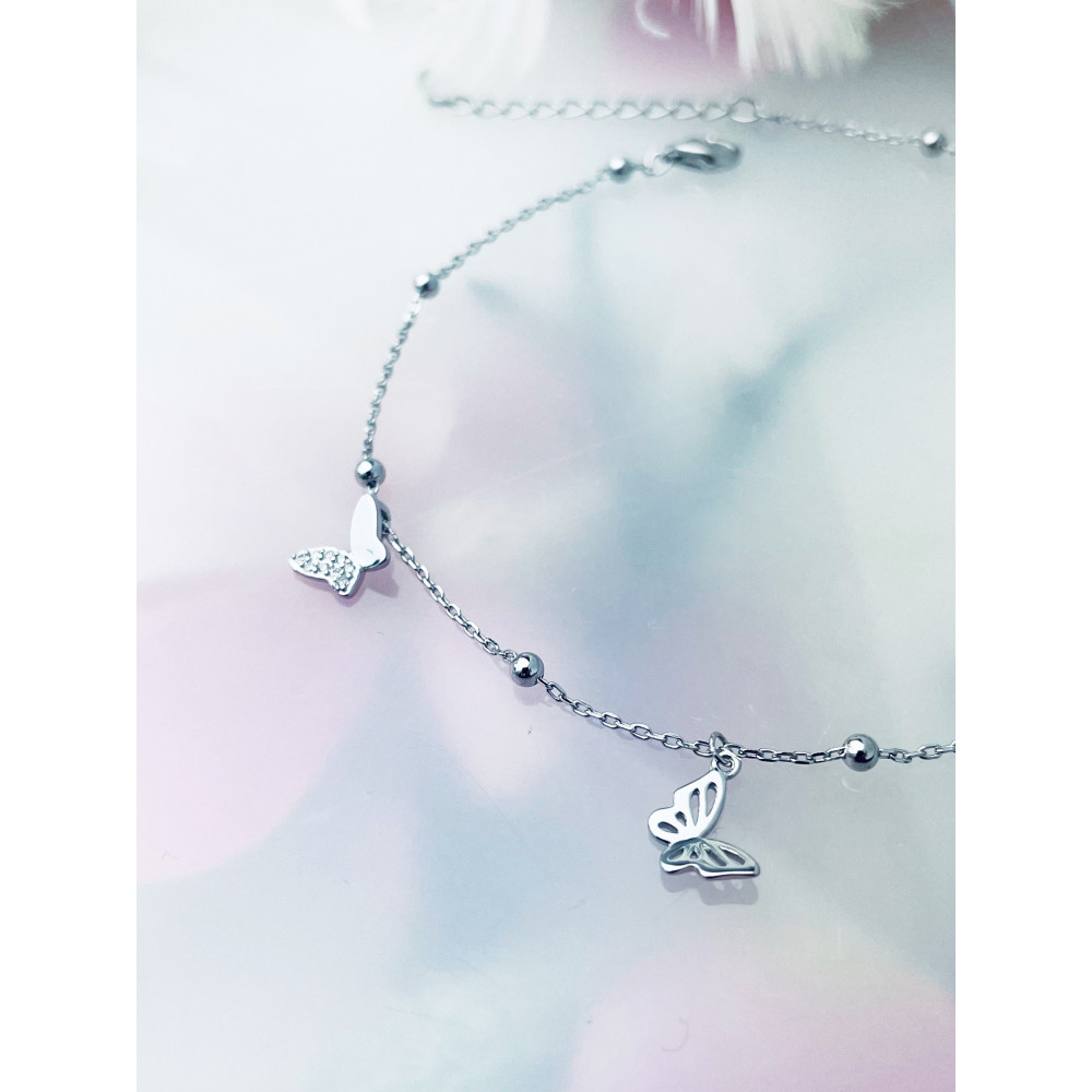 Schmetterling 925 Silber Bein Armband mit Zirkonia