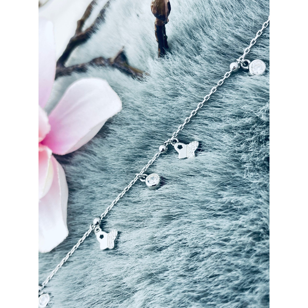 Schmetterling 925 Silber Bein Armband mit Zirkonia