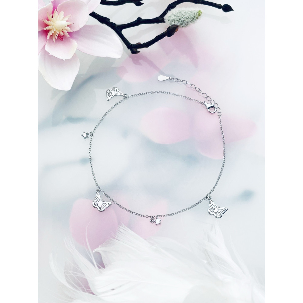 Schmetterling 925 Silber Bein Armband mit Zirkonia