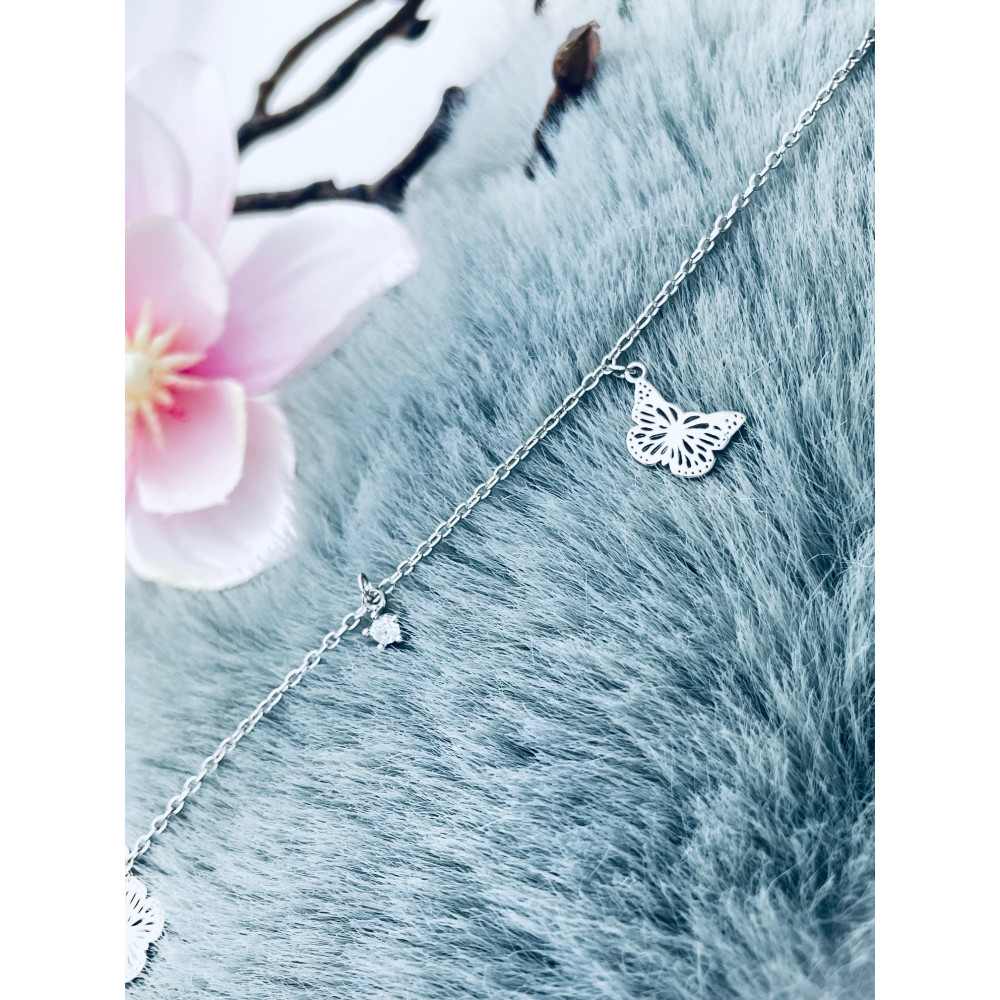 Schmetterling 925 Silber Bein Armband mit Zirkonia