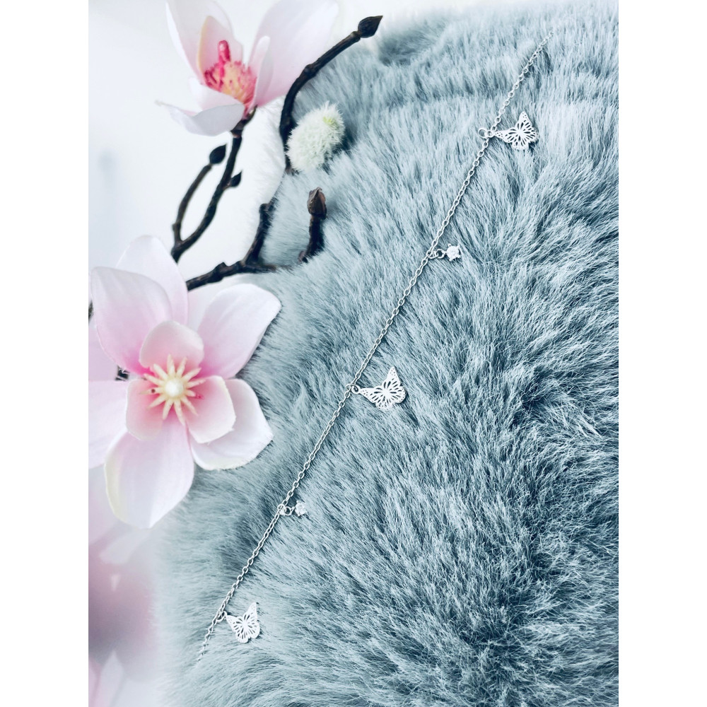 Schmetterling 925 Silber Bein Armband mit Zirkonia