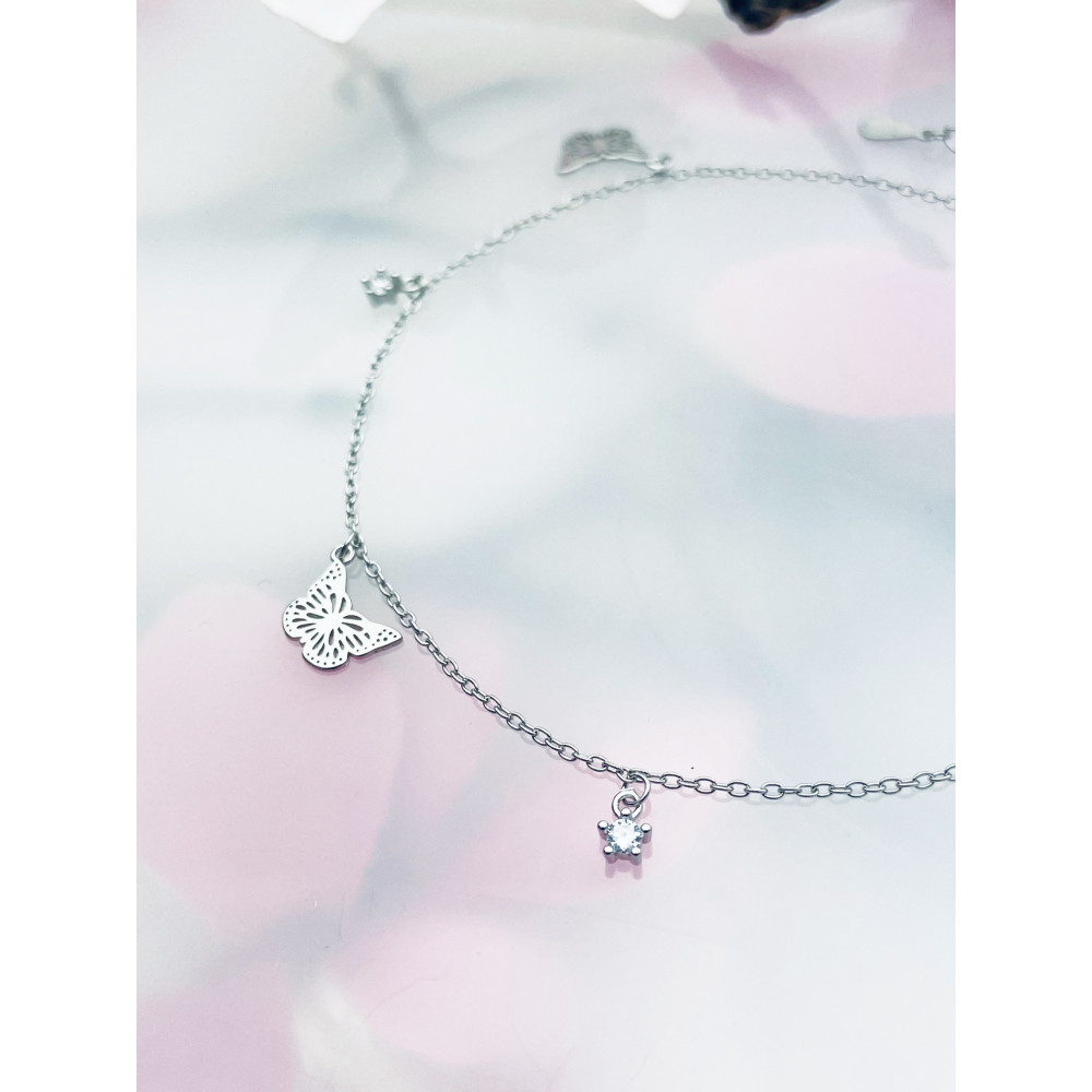 Schmetterling 925 Silber Bein Armband mit Zirkonia