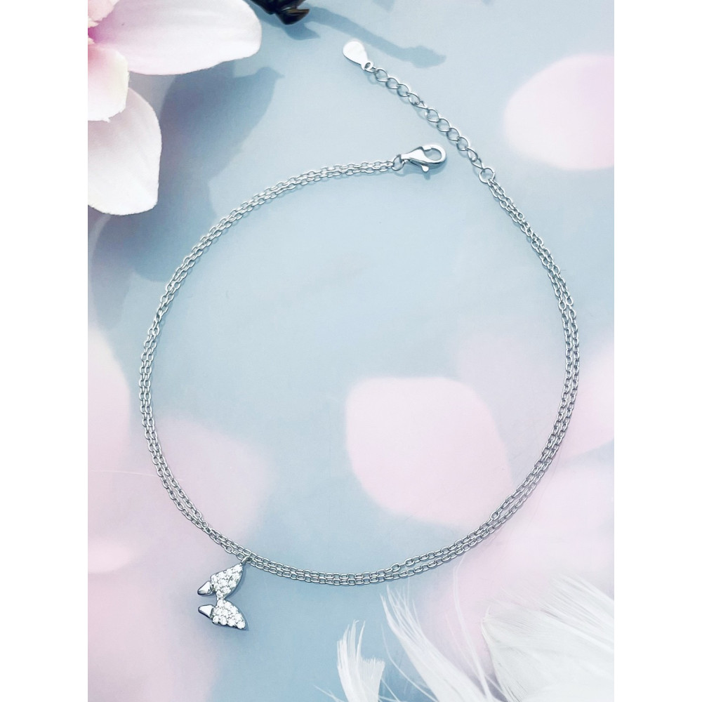 Schmetterling 925 Silber Bein Armband mit Zirkonia