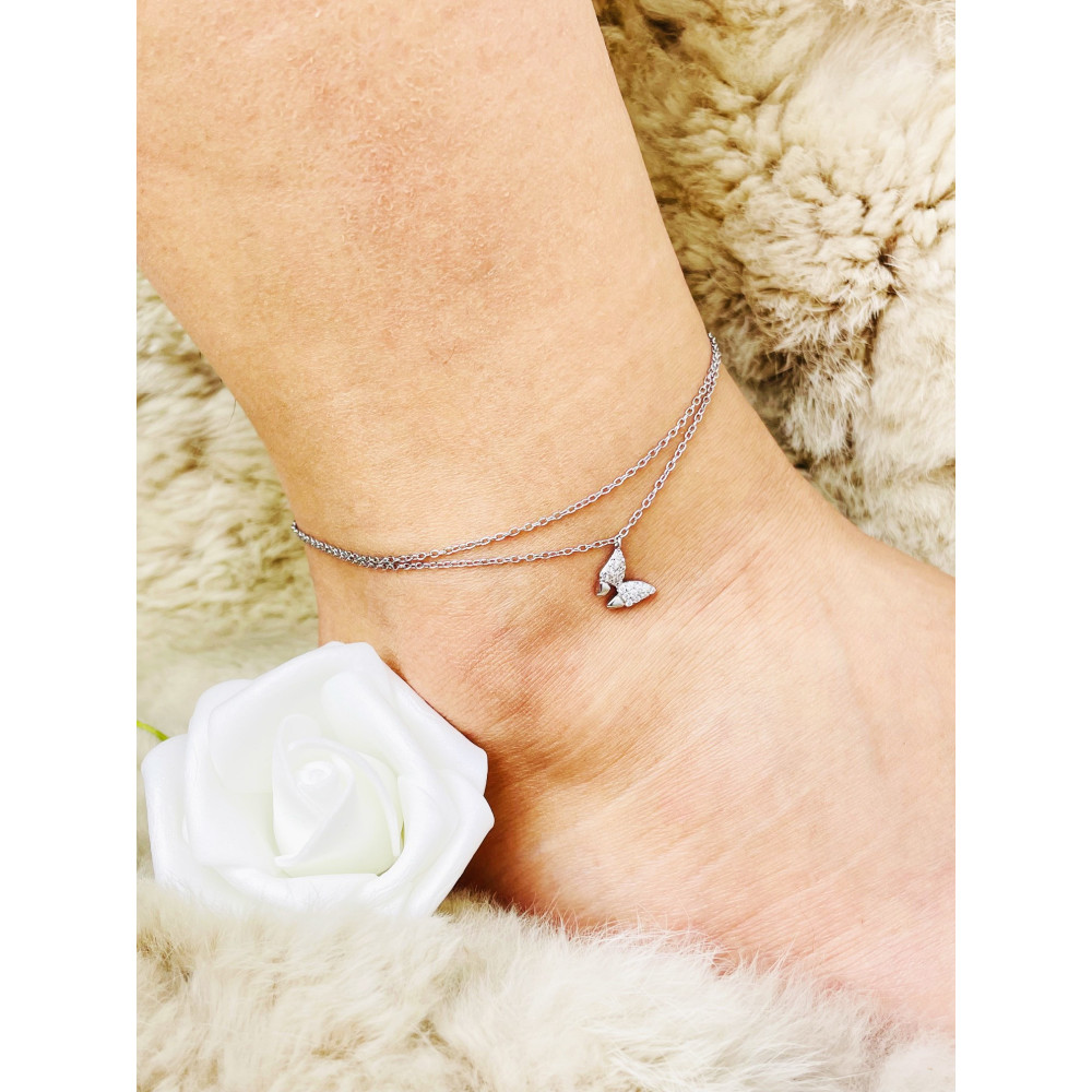 Schmetterling 925 Silber Bein Armband mit Zirkonia