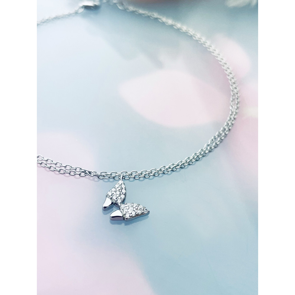 Schmetterling 925 Silber Bein Armband mit Zirkonia