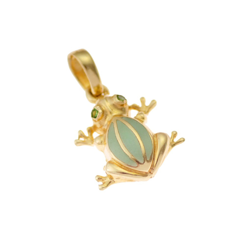 Złoty wisiorek zawieszka żaba z cyrkoniami