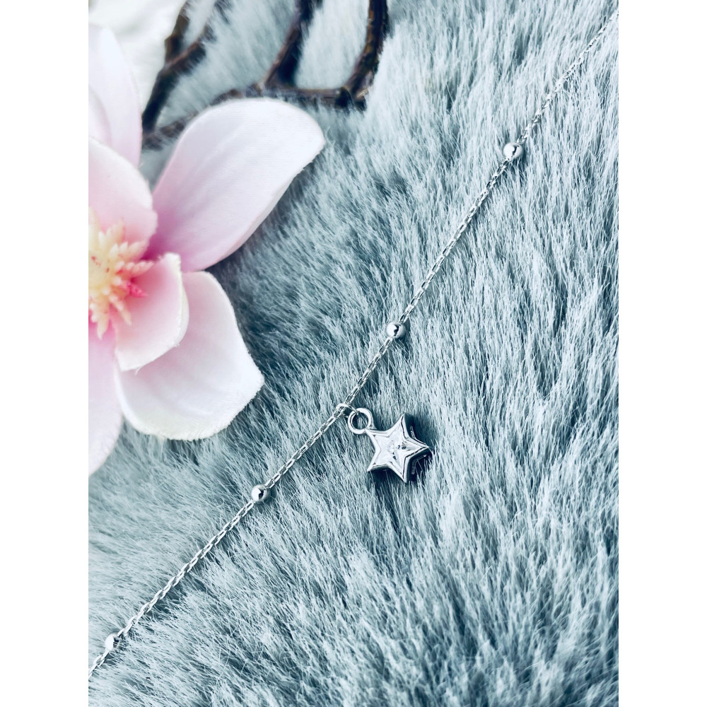 Stern 925 Silber Bein Armband mit Zirkonia