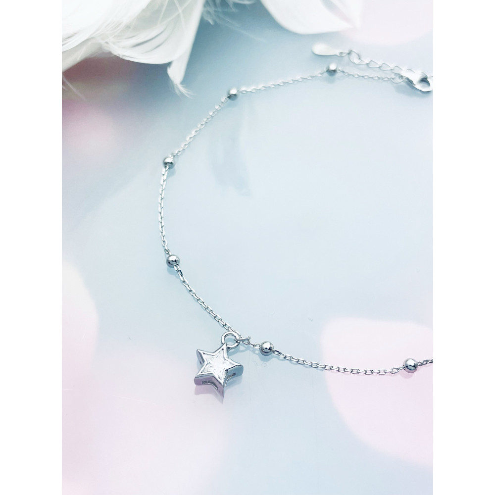 Stern 925 Silber Bein Armband mit Zirkonia