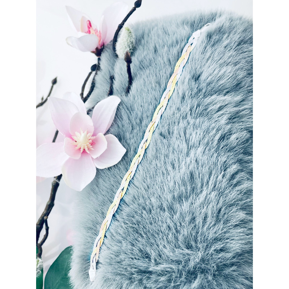 Srebrna bransoletka pleciona warkocz trikolor