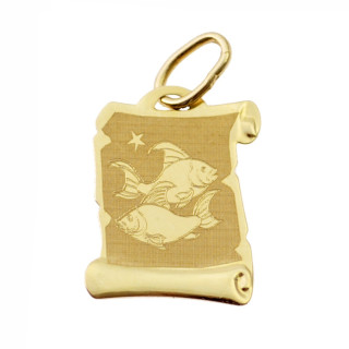 Złoty wisiorek zawieszka znak zodiaku ryby