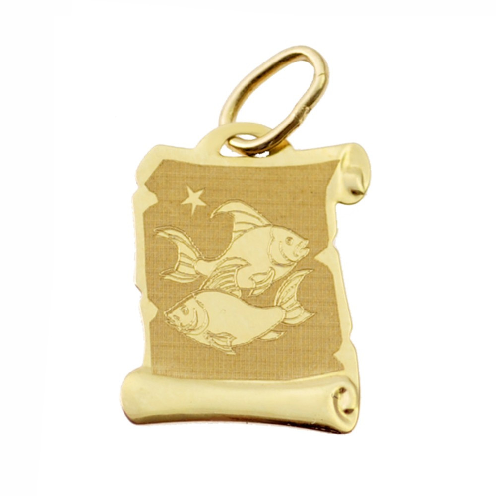 Złoty wisiorek zawieszka znak zodiaku ryby