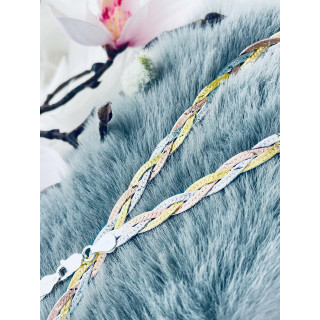 Srebrny naszyjnik pleciony warkocz trikolor